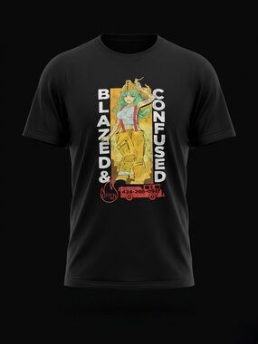 Blazed & Confused Graphic T-Shirt Anime Firefighter Print Crew Neck Men’s M